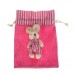 Подарочная сумочка "Зайка" в розовом костюме в полоску с бантом 14см х 18см