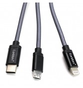 Кабель для зарядки Type C - micro USB - Lightning (3 в 1) Earldom