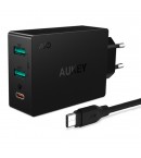 Сетевой адаптер Aukey PA-Y4 на 2 USB + type-C Fast Charge Qualcomm QC 3.0