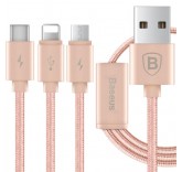 Type C - micro USB - Lightning (3 в 1) кабель Baseus для зарядки смартфонов