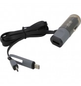 Автомобильная зарядка с кабелем 2 в 1 Type C/micro USB