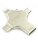 Флешка USB Flash Drive iDragon на 32 Gb 4 в 1 (lightning, type-c, micro USB)