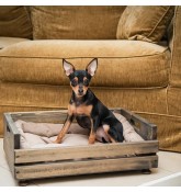 Деревянный лежак для собак и кошек Home Comfort "Dog Home", размер 50 х 33 см, цвет пуфика бежевый