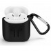 Силиконовый чехол с карабином для наушников Apple AirPods (Черный)