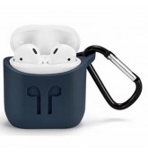 Силиконовый чехол с карабином для наушников Apple AirPods (Синий)