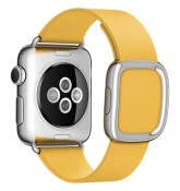 Кожаный ремешок Leather Modern Buckle Yellow для часов Apple Watch 38mm