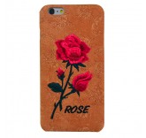 Чехол бампер для iPhone 6 вышитые розы (бежевый)