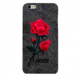 Чехол бампер для iPhone 6 вышитые розы (серый)