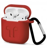 Силиконовый чехол с карабином для наушников Apple AirPods (Красный)