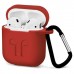 Силиконовый чехол с карабином для наушников Apple AirPods (Красный)
