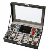 Шкатулка для хранения 8-ми часов и драгоценностей Home Comfort Carbon Watch-Box