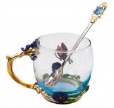Чашка с ложкой MaxxMalus "Butterfly" объем 330 мл, цвет синий