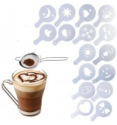 Набор из 16-ти трафаретов для кофе + ситечко MaxxMalus "Cappuccino Time" Набор из 16-ти трафаретов для кофе + ситечко MaxxMalus "Cappuccino Time"