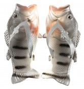 Тапочки шлепанцы в форме рыбы Fish Slippers Grey