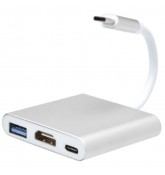 Кабель USB Type C - HDMI Female - USB 3.0 с питанием (15 см)