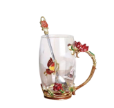Чашка с ложкой MaxxMalus "Butterfly в2к" 350мл, цвет красный