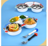 Детский набор столовой посуды с приборами Машинка синяя MaxxMalus