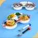 Детский набор столовой посуды с приборами Машинка синяя MaxxMalus
