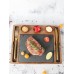 Доска для стейка MaxxMalus с золотыми приборами и коричневыми соусниками 