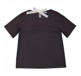 Женская футболка с коротким рукавом (Бантик), чёрно-оливковый