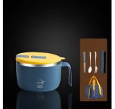 Термос для еды с набором столовых предметов, подставкой и термосумкой, цвет синий