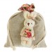 Подарочная сумочка "Зайка" костюм в цветочек, цвет розовый 14см х 18см