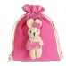 Подарочная сумочка "Зайка" в розовой юбочке в цветок 14см х 18см