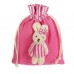 Подарочная сумочка "Зайка" в розовой юбочке в полоску 14см х 18см