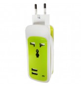 Сетевое зарядное устройство DUAL USB Universal Socket, зелёный