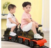 Детский двухместный электрический поезд с прицепом и рельсами