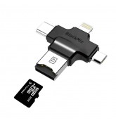 BlackMix флешка для iPhone, Android 4 в 1 (lightning, type-c, micro USB) Black