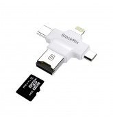 BlackMix флешка для iPhone, Android 4 в 1 (lightning, type-c, micro USB) White